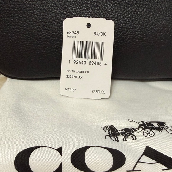 Coach Cassie Black Pebbled Leather Top-Handle Crossbody with Gold Turnlock - Picture 15 of 15